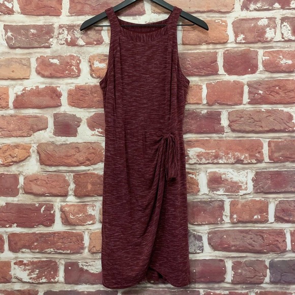Anthropologie Maeve Women’s Burgundy Slubbed Tie Accent Dress - Picture 6 of 8